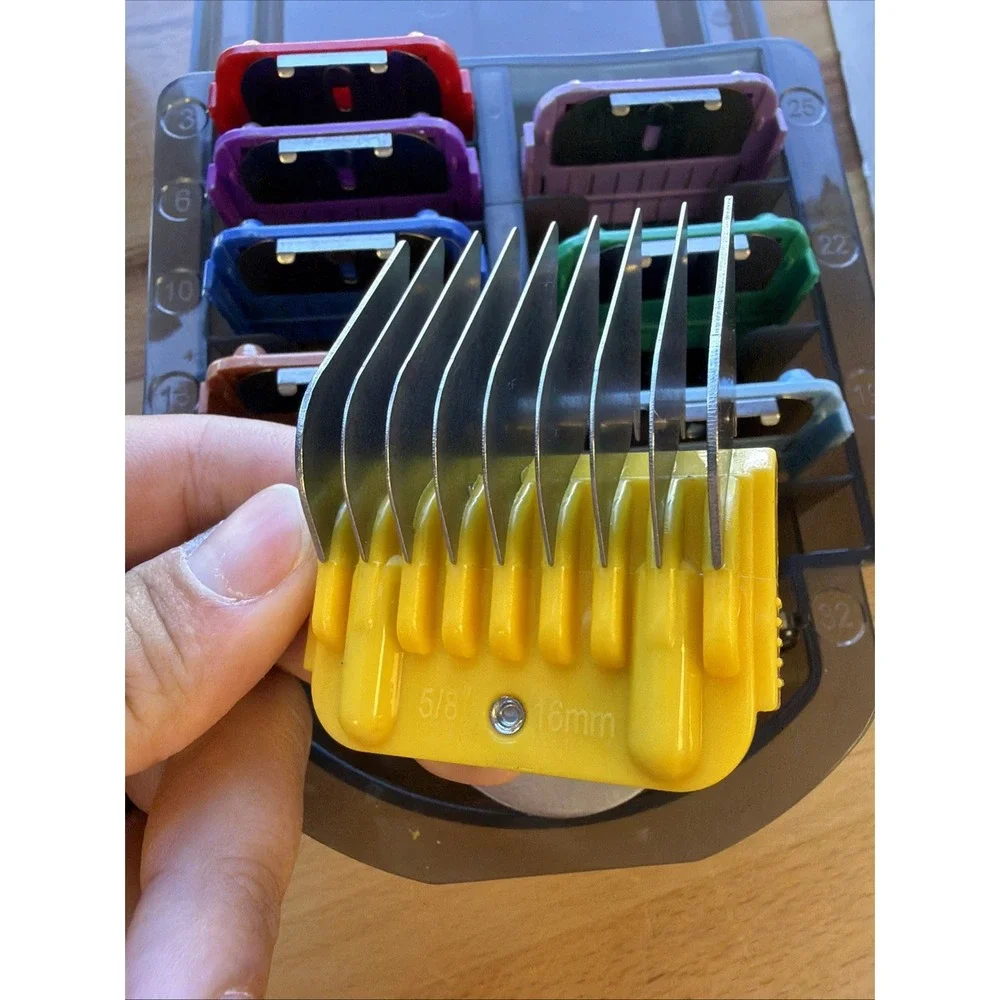 Pet Grooming Clipper Guide Comb Set For A5 Andis Oster Wahl 9 Pc Color w Case